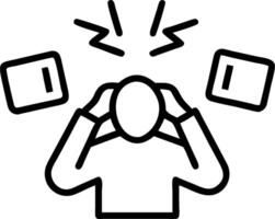 Business executive feeling stressed with multiple screens in bokeh digital art copy space Set 4 vector