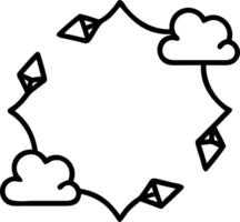 Border frame with tricolor kites and clouds copy space in center. vector
