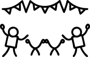 Border frame with children holding hands and waving flags copy space in center. vector