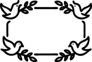 Border frame with peace dove and olive branches copy space in center. vector