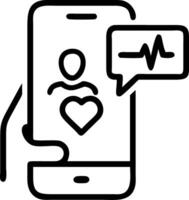 Bokeh telemedicine patient using health app with copy space vector