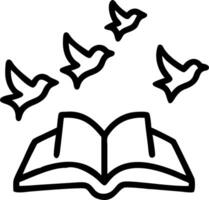 Bokeh digital art of an open book with pages turning into birds and copy space on the side. vector