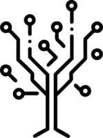Abstract tree with circuit branches and bokeh lights with copy space vector