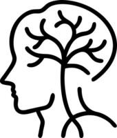 Abstract tree with roots forming human brain silhouette Set 2 vector