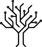 Abstract tree with circuit branches over a soft bokeh background vector
