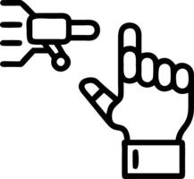 Abstract robotic hand touching digital interface with copy space vector