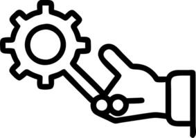 Abstract robotic hand holding gear with copy space vector