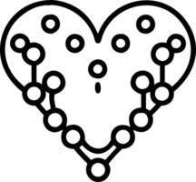 Abstract network of glowing spheres forming a human heart shape with copy space vector