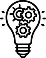 Abstract light bulb made of mechanical gears with copy space vector
