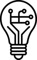 Abstract light bulb composed of circuit lines with bokeh background and copy space vector
