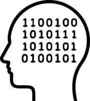 Abstract human head made of binary code with bokeh background and copy space vector