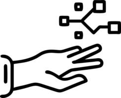 Abstract human hand reaching towards digital interface with copy space vector
