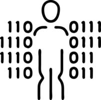 Abstract human figure made of binary numbers dissolving into a digital background vector