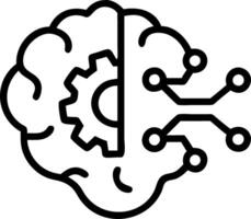 Abstract human brain made of gears and circuits with copy space vector