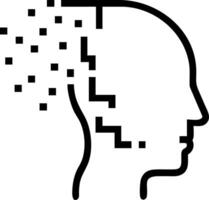 Abstract human face dissolving into pixels with copy space vector