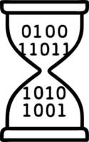 Abstract hourglass with flowing binary code and copy space vector
