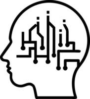 Abstract human face overlaid with city lights and circuit patterns with copy space vector
