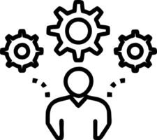 Abstract human figure made of interconnected gears with copy space vector