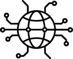 Abstract globe made of glowing lines and nodes with copy space vector