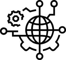 Abstract globe connected by gears and circuits with soft glow vector