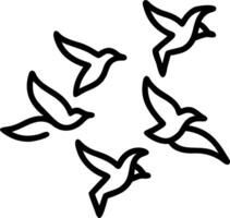 Abstract flock of birds of different colors flying together with copy space vector