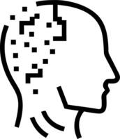 Abstract digital human face dissolving into pixels with copy space vector