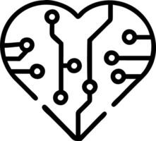 Abstract digital network forming a human heart shape with copy space vector