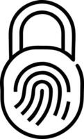 Abstract digital lock with fingerprint overlay and copy space vector