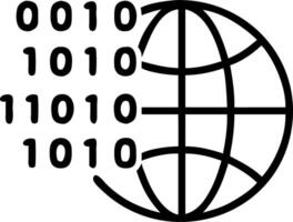 Abstract digital globe with binary code flowing around and copy space vector