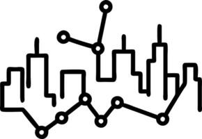 Abstract cityscape with network nodes forming constellation and copy space vector