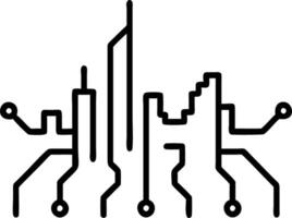 Abstract circuit board forming city skyline with copy space vector