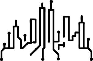 Abstract city skyline made of circuit boards with copy space vector