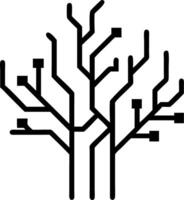 Abstract circuit tree growing from cityscape with copy space vector
