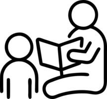 Candid photo of a child reading to their grandparent vector