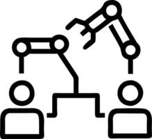 Candid photo of engineers collaborating with AI powered robots in factory with copy space Set 2 vector