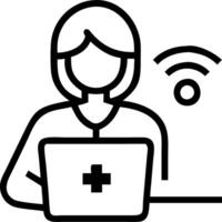 Business themed photo of tech savvy nurse using advanced medical devices with copy space vector