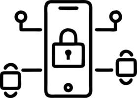 Business themed illustration of secure mobile devices with copy space vector
