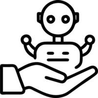 Business themed digital art of AI robot assisting customer over soft background vector