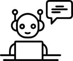 AI chatbot icons floating above customer service desk vector