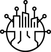 Abstract globe made of city buildings connected by light lines vector