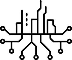 Abstract circuit board forming the shape of a city over soft lights vector