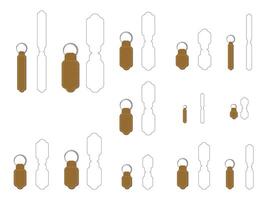 Flower rectangular shape Keychain Key FOB Template vector