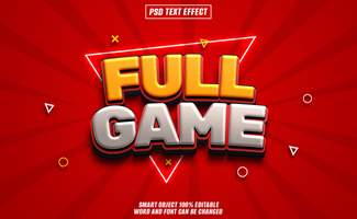 3D text effect Full Game with red background, psd