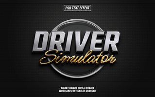 3D metallic text effect design Driver Simulator psd