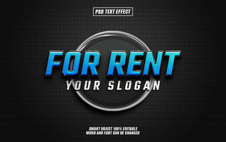 For Rent text effect design with chrome circle psd
