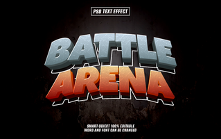 3D text effect Battle Arena with stone textures. psd