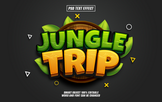 Jungle Trip text effect with green and yellow color psd