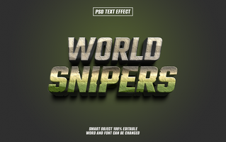 3D text effect World Snipers with stone texture psd