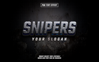 3D metallic text effect Snipers on grunge background. psd