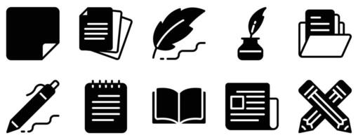 Copywriting Icon Set Creative Solid Style Collection for Content and Messaging vector
